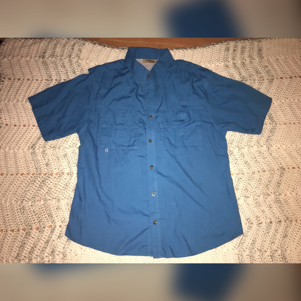 Men’s Ocean Blue Vented Fishing Shirt Sz L